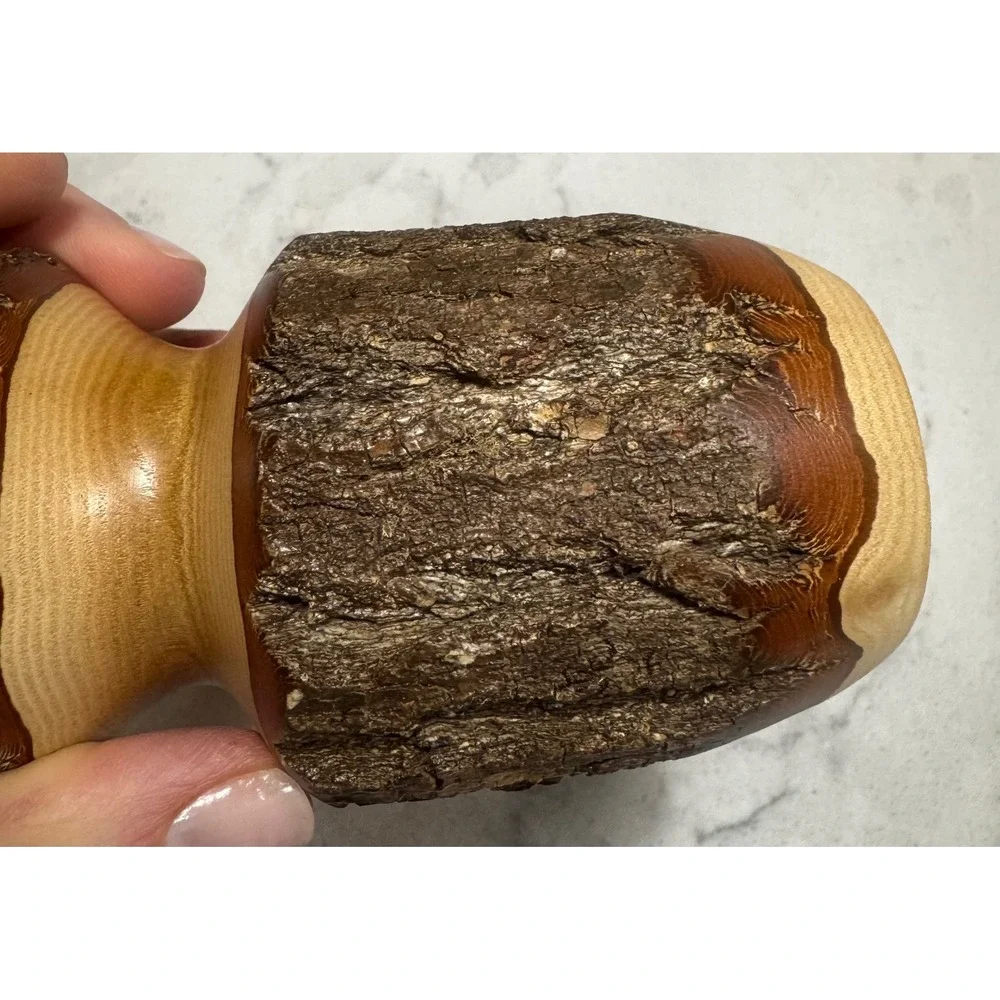 George Looney Signed Hand-Turned Live Edge Sassafras Wood Bud Vase – 4
